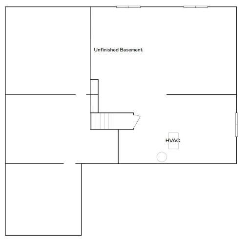 Unfinished lower level floorplan. The actual home will have an unfinished basement. Other homesites are available where a customer could have the basement finished by the builder.