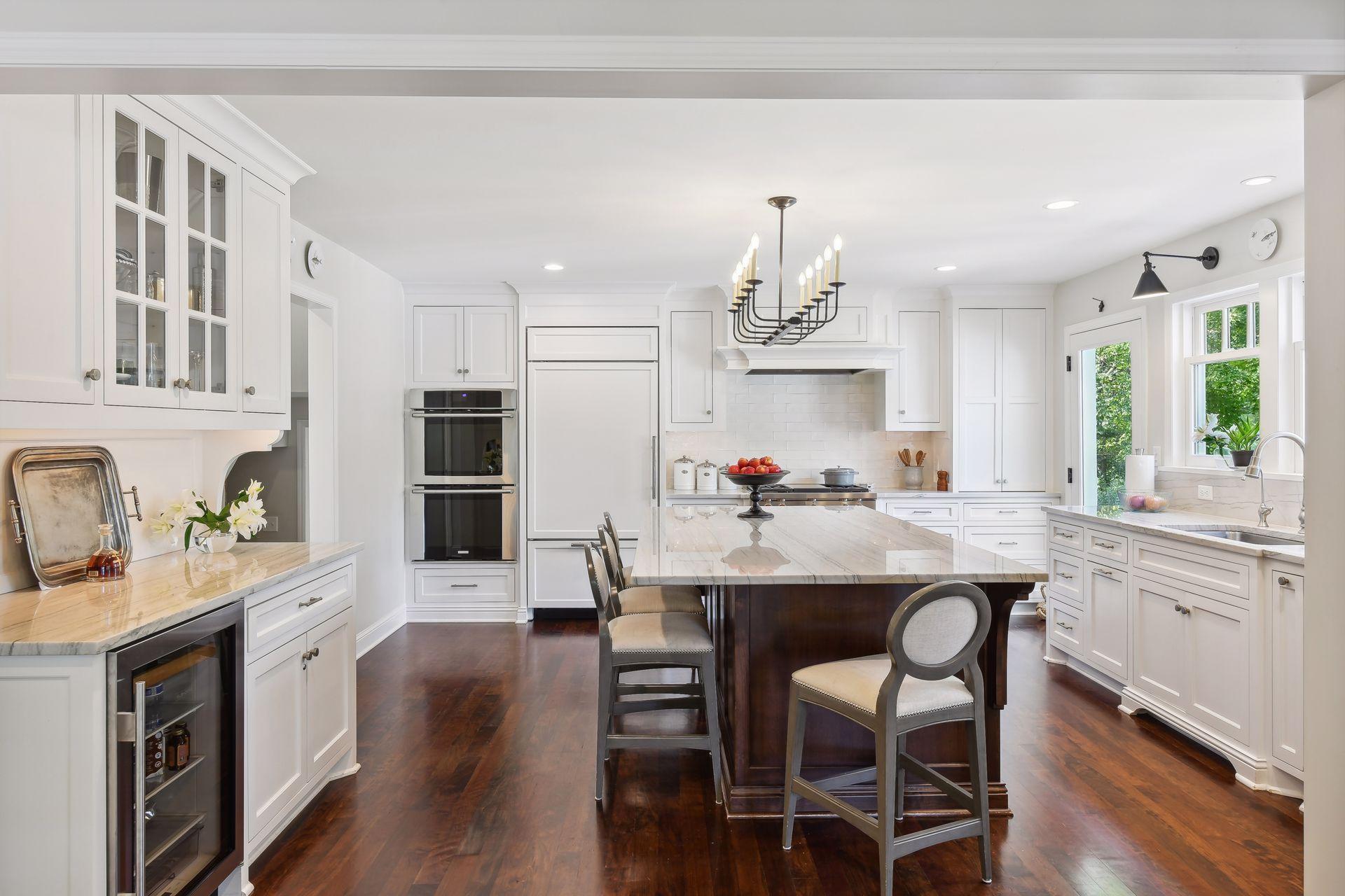 Wolf Double Ovens and SubZero Beverage Center