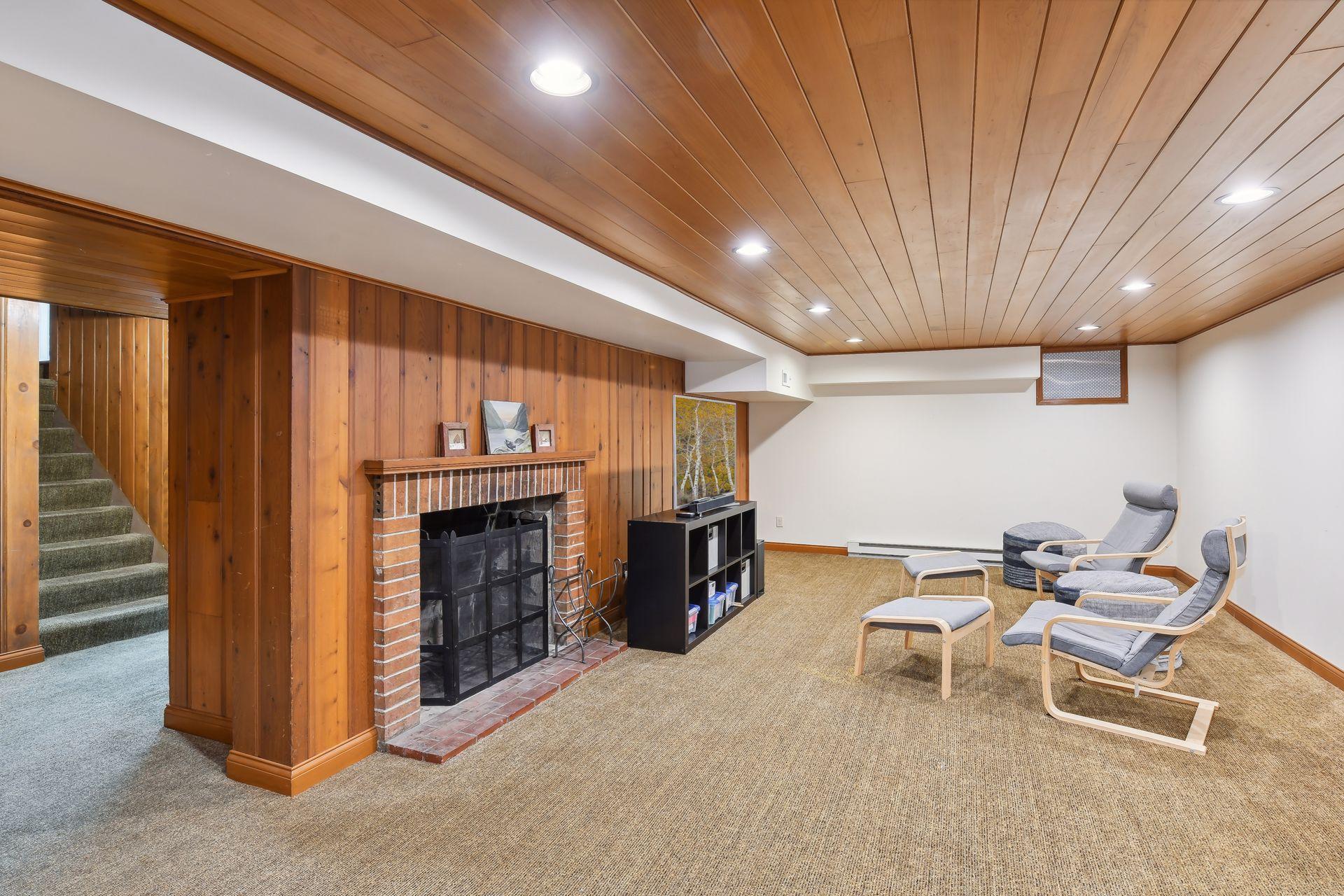 Lower Level Family Room with Fireplace