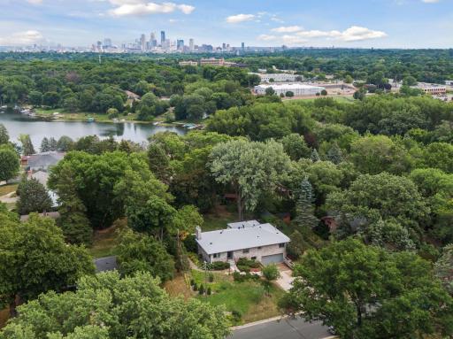 Aerial shots reveal the grandeur of this home in Golden Valley. Serene surroundings and a beautifully designed exterior.