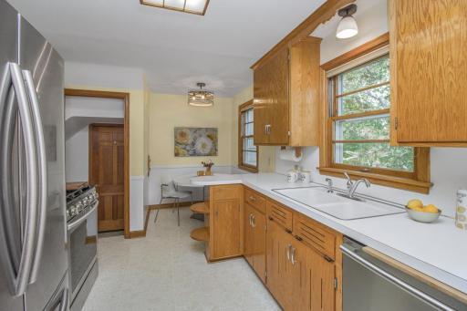 Efficient kitchen with newer stainless appliances