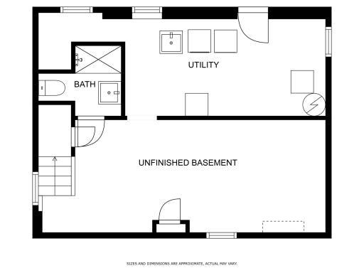 Partially finished basement with brand new bath