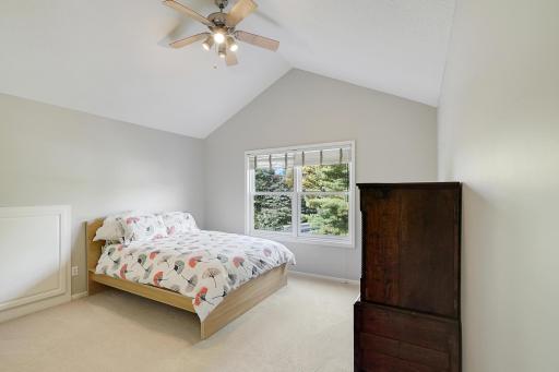 Bedroom with Vaulted Ceiling and Ceiling Fan