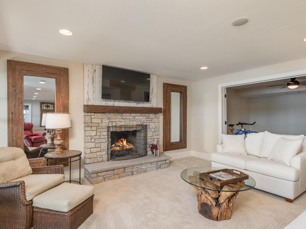 Another stone fireplace