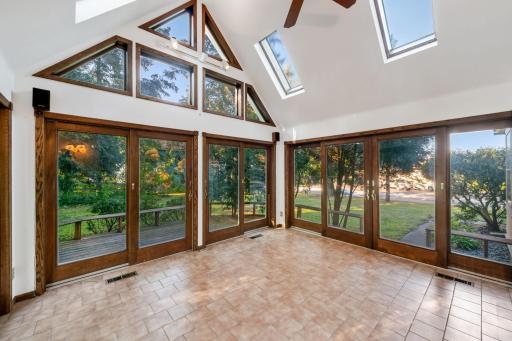 A view of the sunroom looking out towards Washington Street.