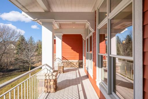 The upper level deck extends the living room space to the outdoors.