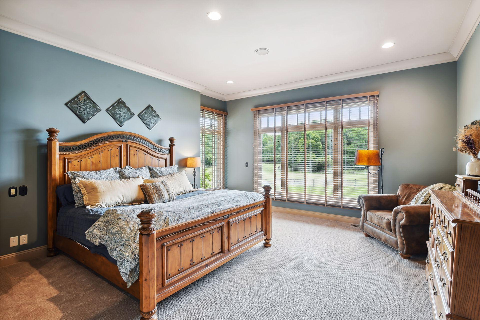 The master bedroom with amazing views of property