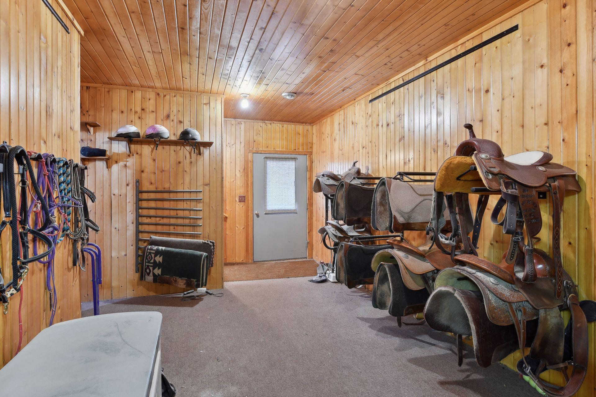 The large Tack room for keeping equipment organized