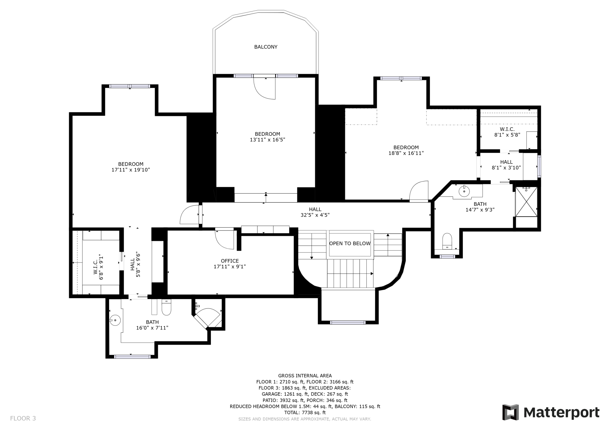 The upper level of the house