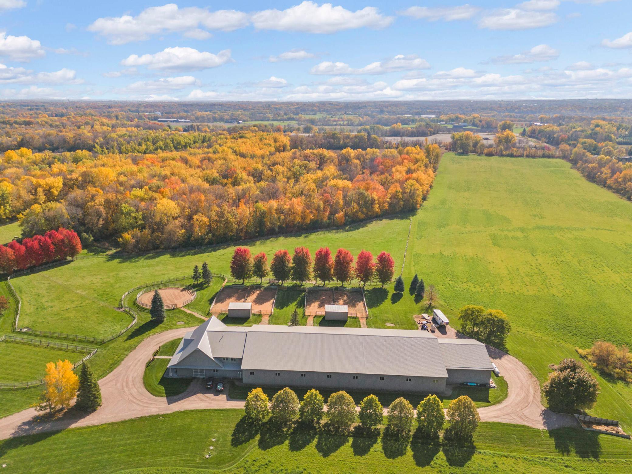 Amazing fall colors surround the equestrian facilities and pasture