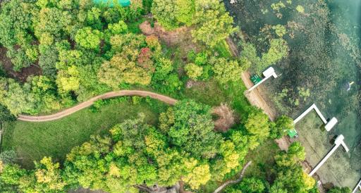Aerial view of the 1.25 acre private lot.