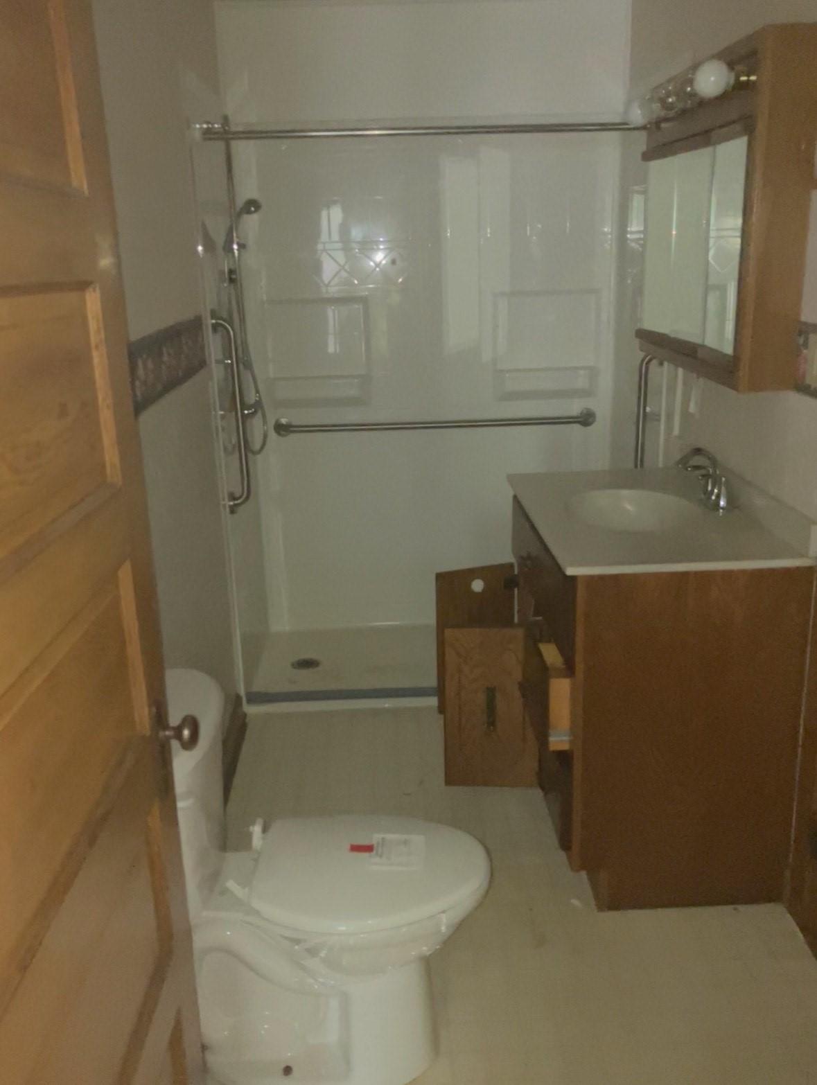 The bathroom conveniently located on the main level.