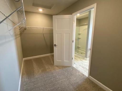 This owner's suite features an incredible walk-in closet. (Photo of completed home, actual home finishes may vary slightly)