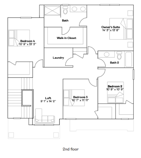 Alexander upper level floorplan.