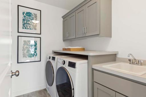 Laundry Room Complete with Upper and Lower Cabinets, Drop in Sink & Laminate Counter Top