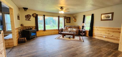 Large open living room with so much natural light.