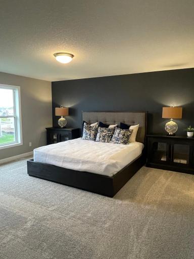 The owner's suite offers a true oasis and boasts enough space for a king sized bed with many other furniture arrangements.