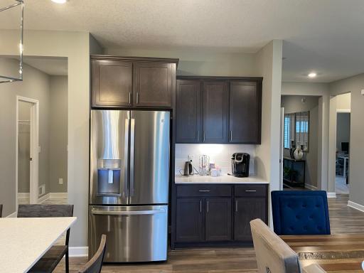 To the left is the garage entrance with coat closet and to the right is the front entrance.
