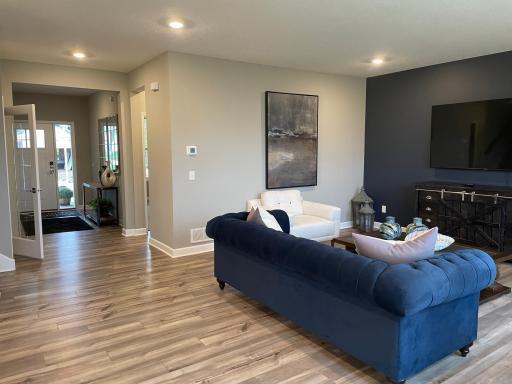 Alternative view of the living space and the front entrance.