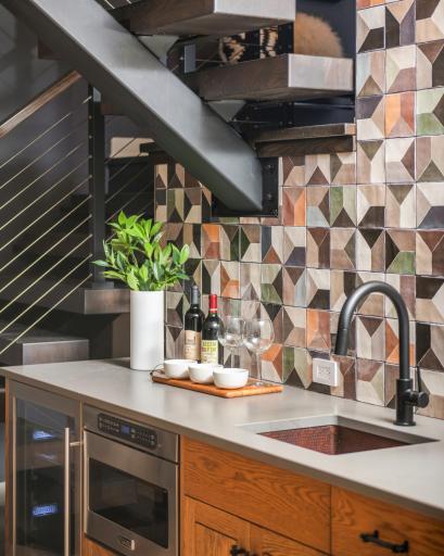 Second wet bar with another beverage cooler