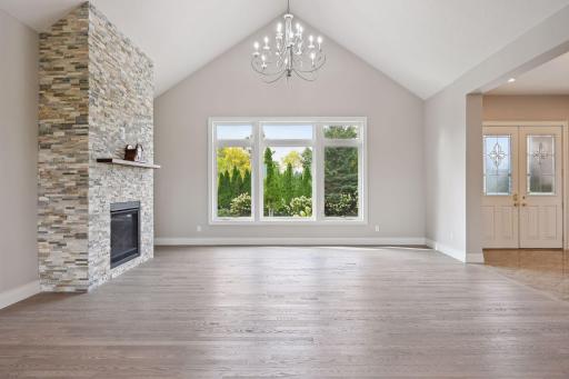 Main floor living room with gas fireplace