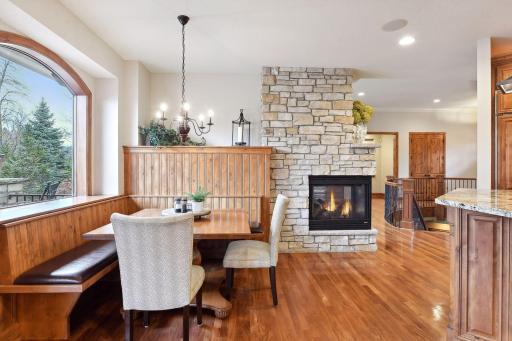 See through fireplace from the kitchen side.