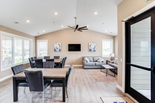 Clubhouse lounge area. Ample seating, lighting and television.