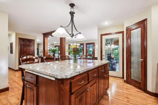 The kitchen opens to the other living areas of the main floor