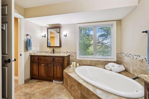 Soak away the stress of the day in the large tub
