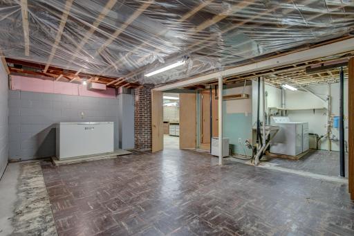 The basement has plenty of room for storage