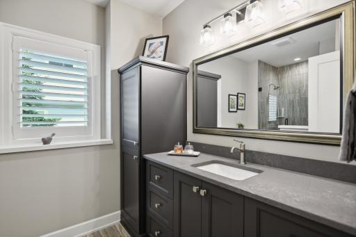 3/4 bath on lower level, nicely appointed