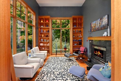 Cherrywood framed, cozy library