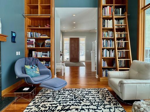 Cherrywood shelving backlit for collections/books