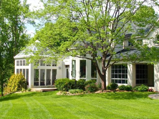 perennials wrap the living /dining room windows