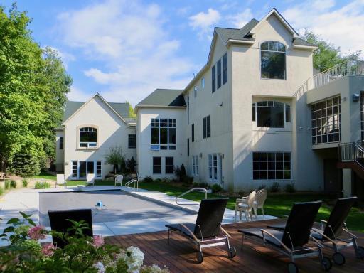 pool features underwater multi-color lighting & deck fountains