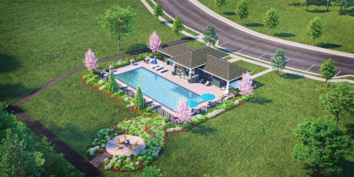 Riverwalk Community pool, clubhouse and fire pit area