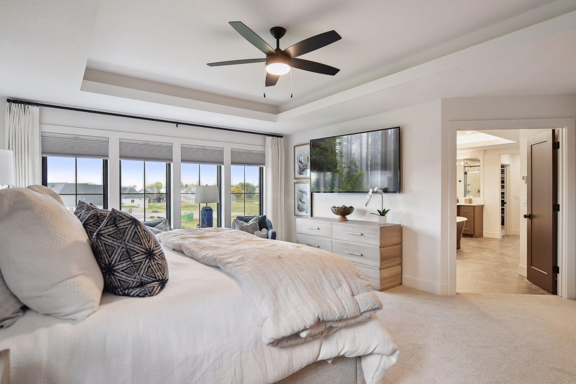 Large windows, spacious bedroom