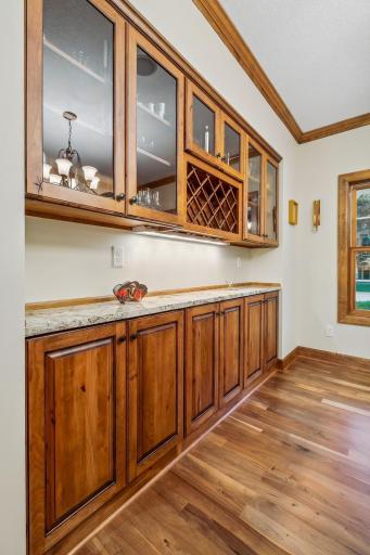 gorgeous built in, wine rack. Plenty of room to display china and store items for entertaining!