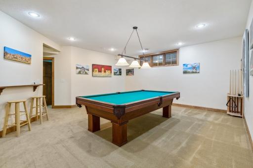 The SPACIOUS lower level welcomes you for Games, Hanging out and Exercise