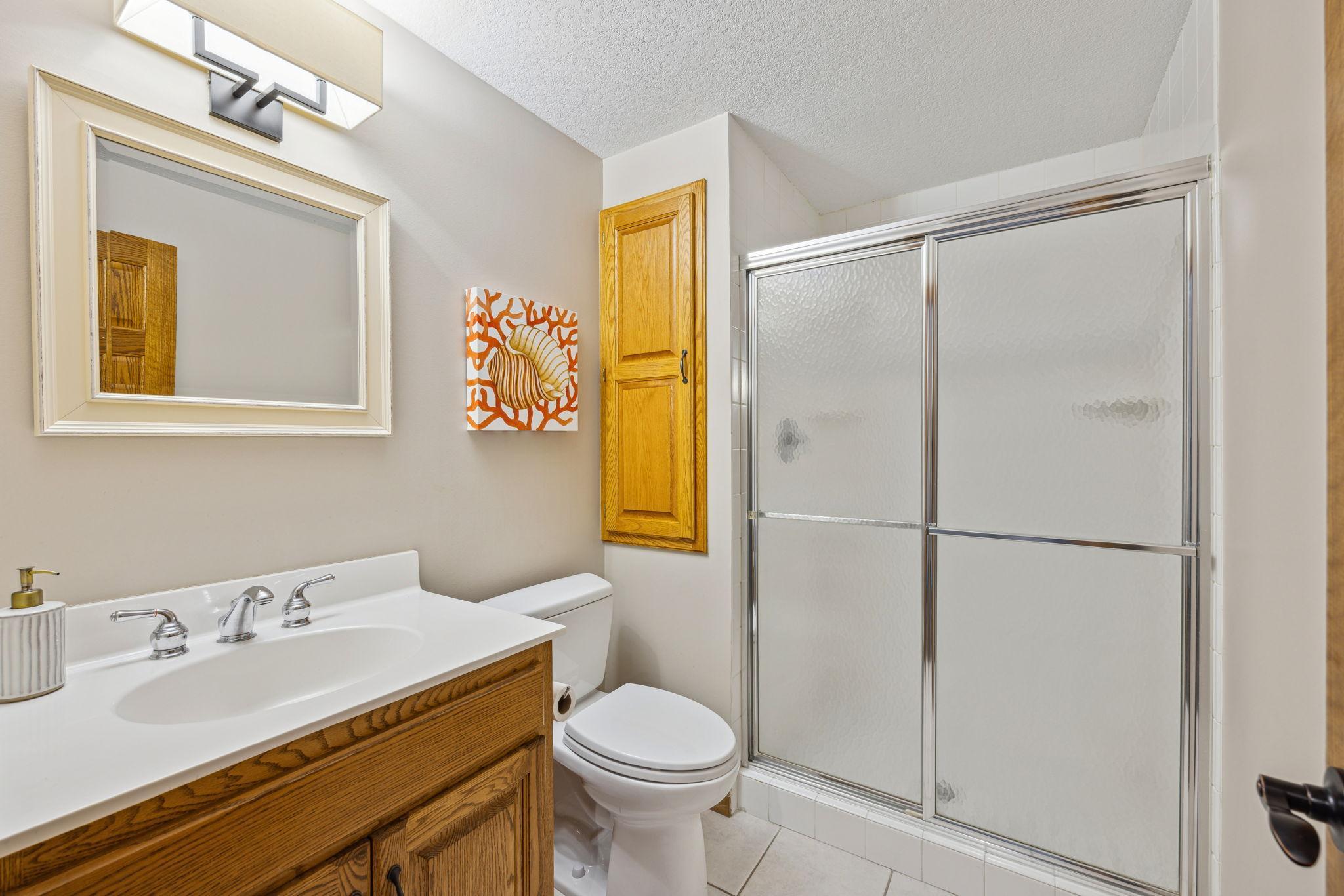 3/4 bath in lower level.