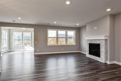 Great room is flooded with natural light.