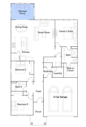 Salerno floorplan with 4-season porch.