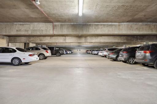 Wide spaces to drive in the underground garage