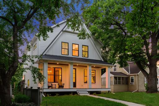 Large front porch. Pictures of previously built house.