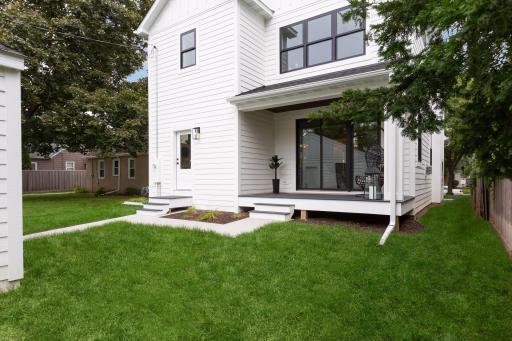 Covered rear porch. Pictures of previously built house.