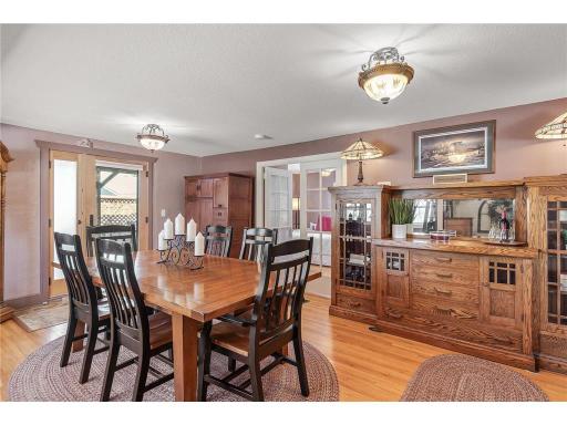 Enjoy simple meals or large gatherings in this dining room space.