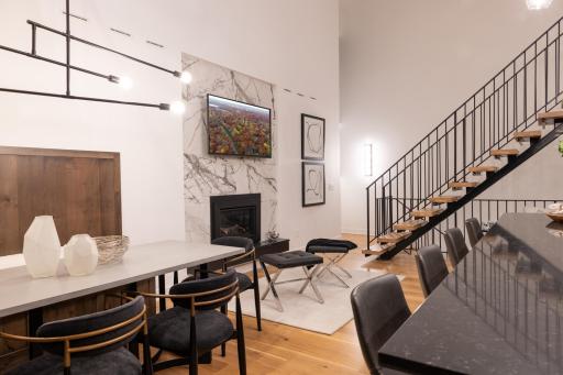 There is plenty of seating on this open-concept level.
