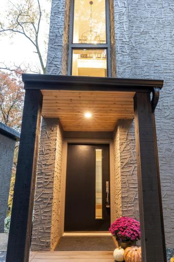 An awning covers the main entrance to keep your guests out of the weather.