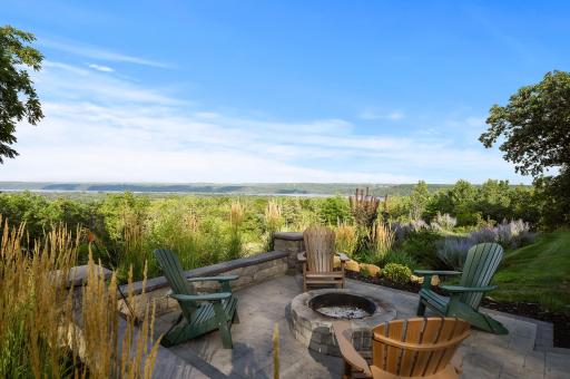 Breathtaking views of the St. Croix River Valley from the new stone fire pit area.