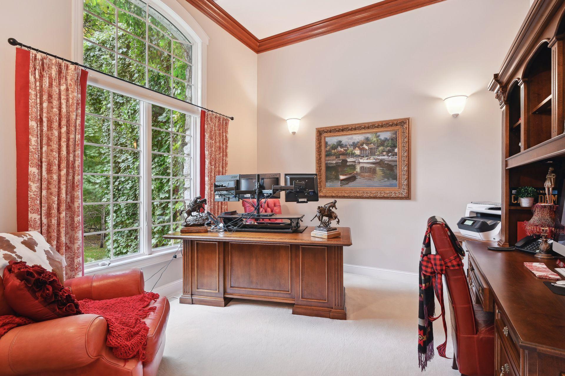 Recognizing the importance of remote work, your sophisticated office is a designated quiet space to promote productivity. Conveniently located at the front entrance with optimal space to conduct business. High-speed internet connectivity.